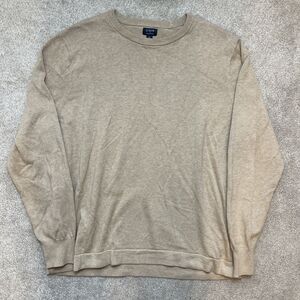 J Crew Sweater Mens XL Cotton Crewneck Tan Camel Preppy Lightweight Minimalist